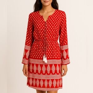 ♥️NWT Romeo + Juliet Couture Red Boho Print Tassel Dress – Size S